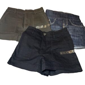 Womens Shorts Size 2 Lot of 3 H&M Rock & Republic Denim Green Black Casual